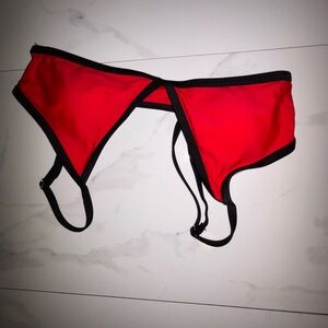 Red and Black Bikini Top used